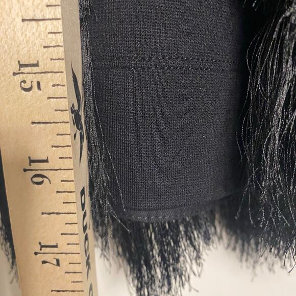 BCBG Max Azria Jaxon Cropped Black Fringe Jacket Medium Party Dressy - Picture 11 of 13